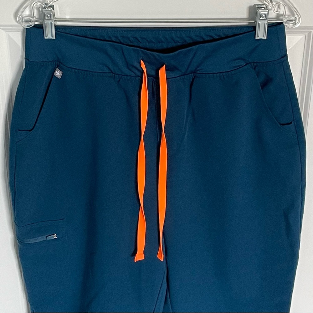 Figs Women's Blue Scrub with Orange Drawstring - Picture 6 of 16